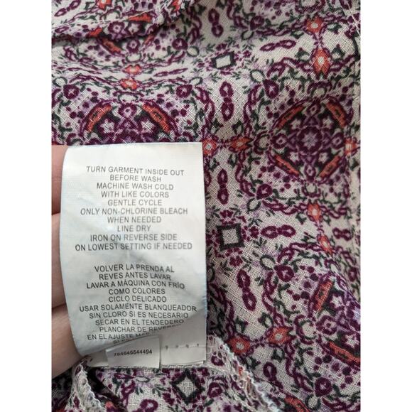 Rewind Cold Shoulder Blouse S Purple Mandala Print Scoop Lace Keyhole Strappy - Picture 5 of 9